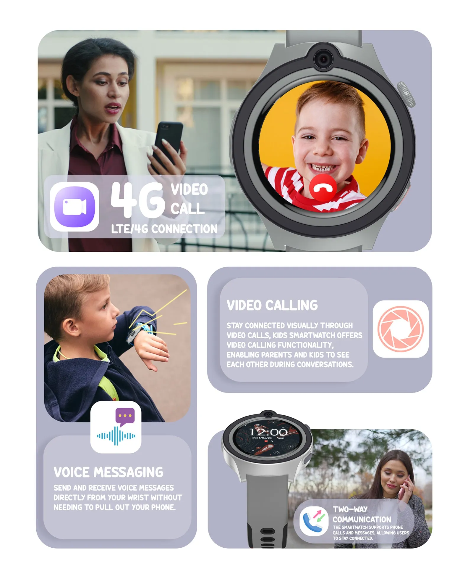 Spiky Cacus 4g Video & Voice Calling Smartwatch with GPS  - Blue