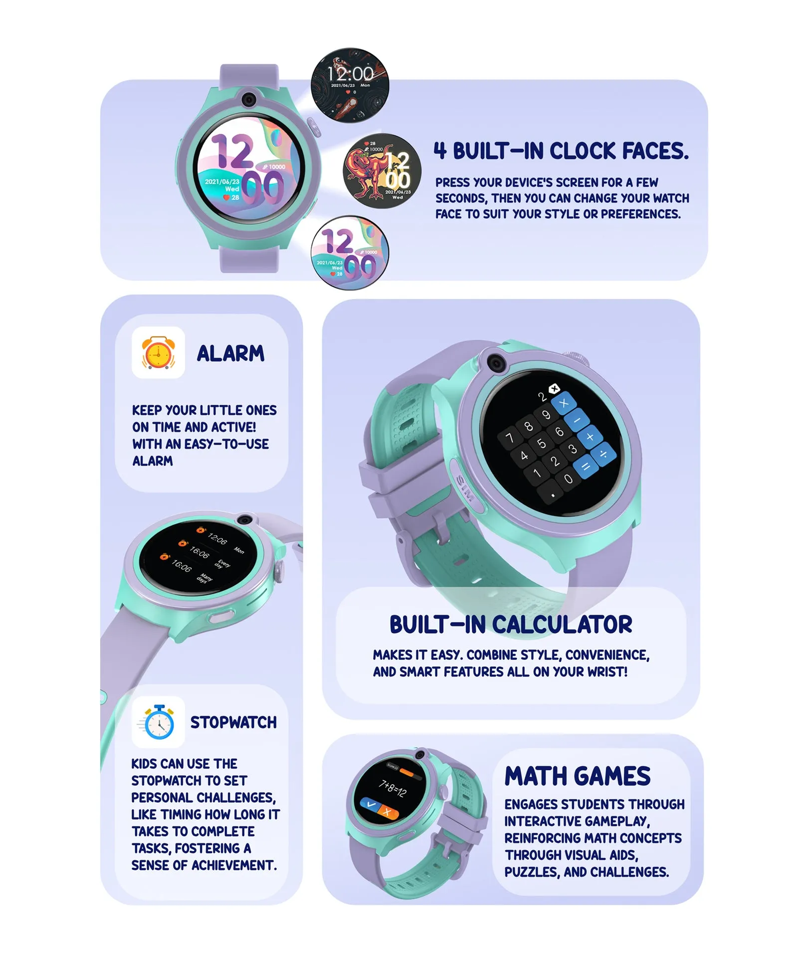 Spiky Cacus 4g Video & Voice Calling Smartwatch with GPS  - Blue