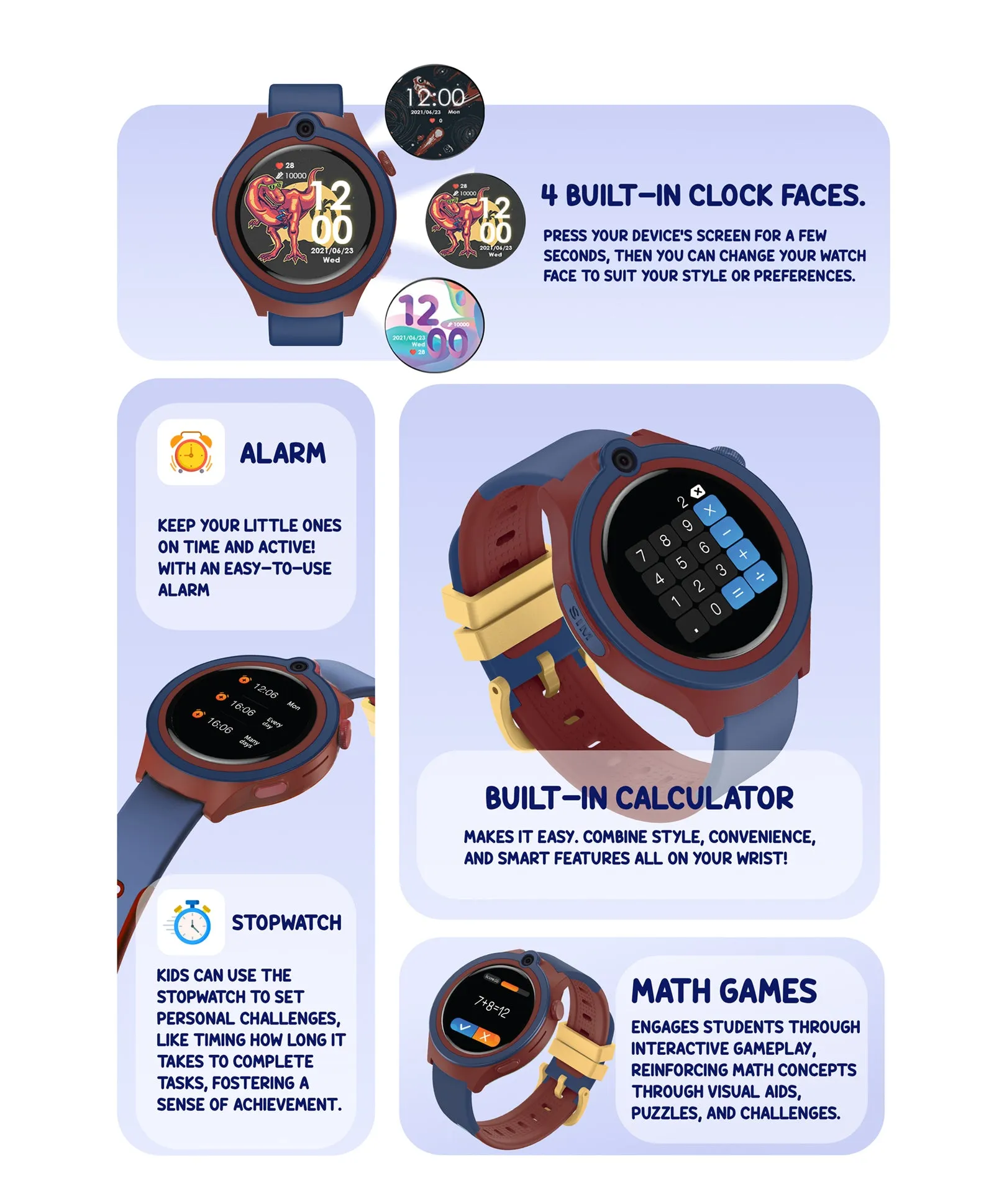 Spiky Cacus 4g Video & Voice Calling Smartwatch with GPS  - Blue