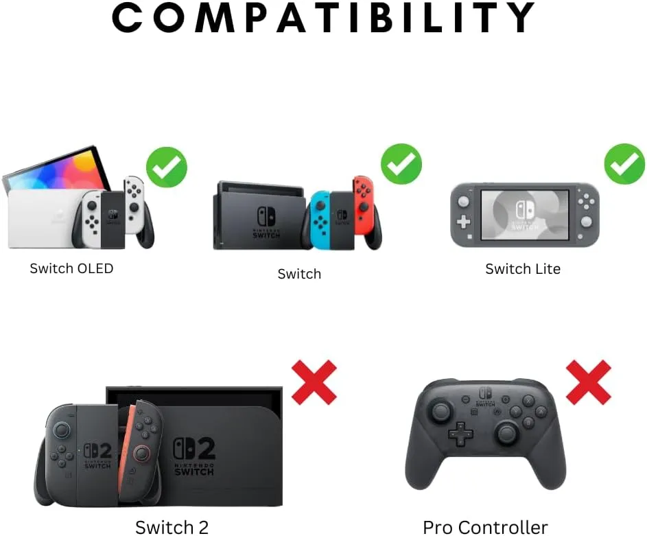 Switch Joycon Thumb Grip Caps, Soft Cute Silicone Joystick Cover Compatible with Nintendo Switch/OLED/Switch Lite, Analog Stick Grips Button Covers, 4PC Set (Pink & Black)