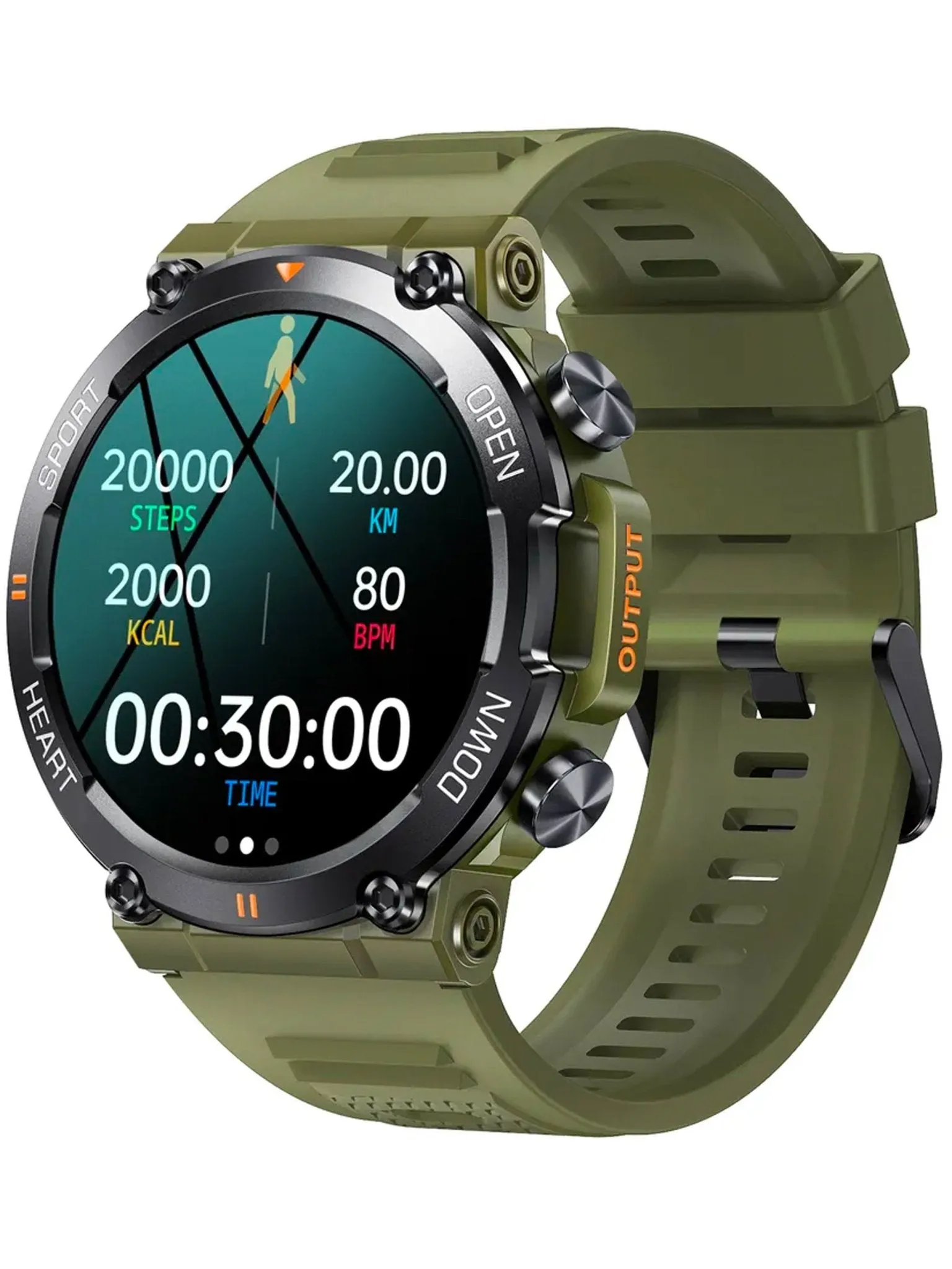 TELSA UK - Smart Watch Waterproof IP67 military style mens Sports & fitness digital Watch with Touch Screen display, Fitness Watch, Heart Rate, Step counter Smart Watch for men IOS & Android