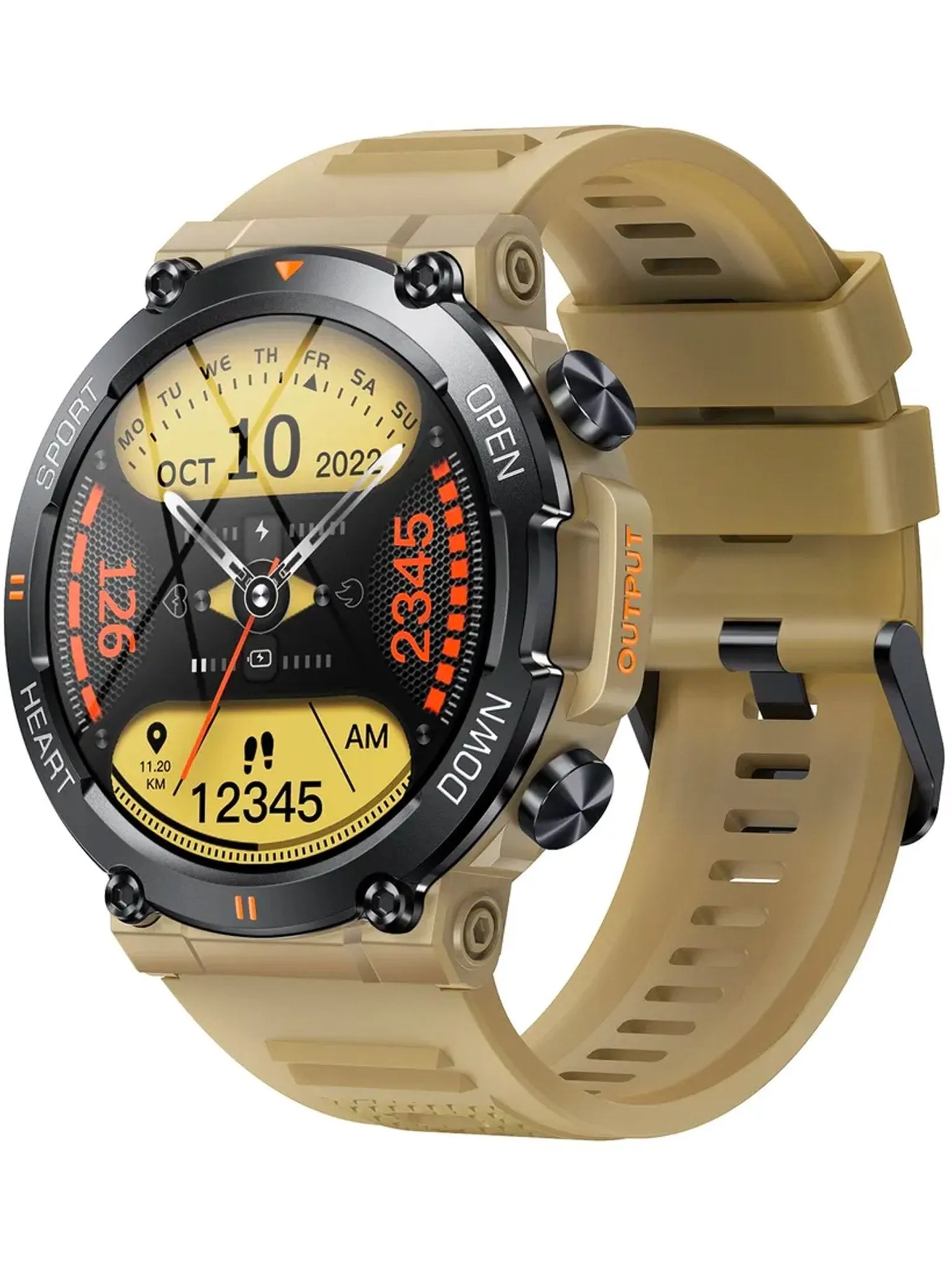 TELSA UK - Smart Watch Waterproof IP67 military style mens Sports & fitness digital Watch with Touch Screen display, Fitness Watch, Heart Rate, Step counter Smart Watch for men IOS & Android
