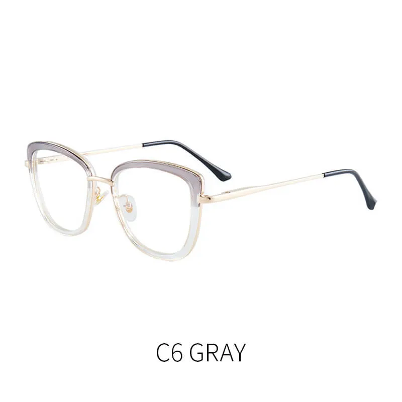 TXOME Splicing Cat Eye Clear Glasses