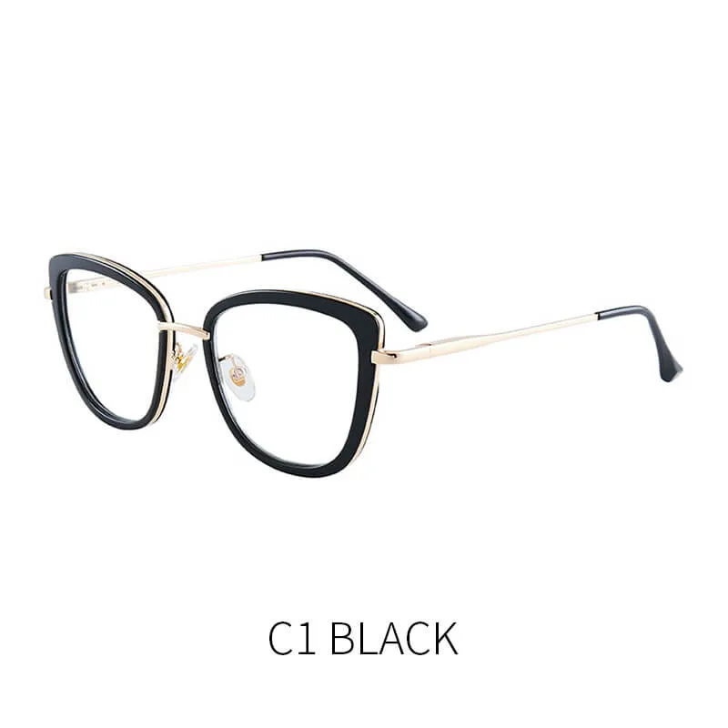 TXOME Splicing Cat Eye Clear Glasses