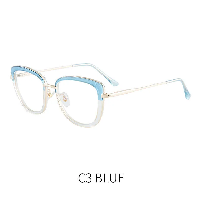 TXOME Splicing Cat Eye Clear Glasses