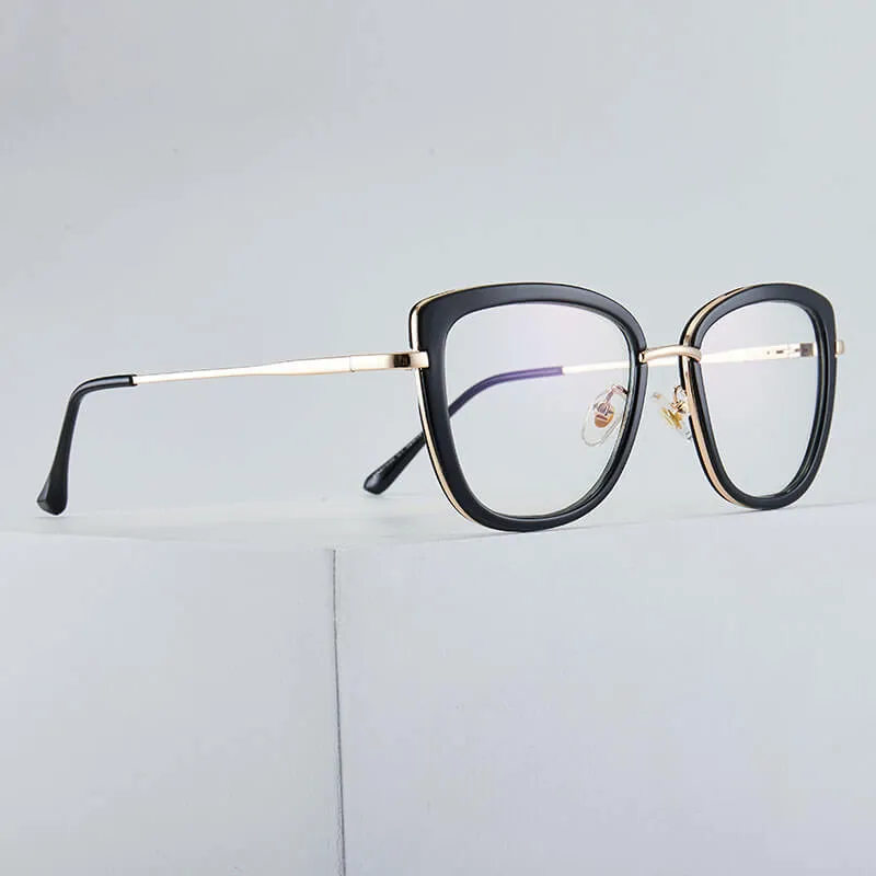 TXOME Splicing Cat Eye Clear Glasses