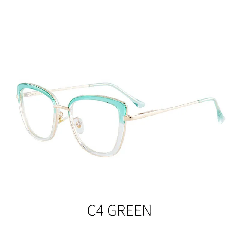 TXOME Splicing Cat Eye Clear Glasses