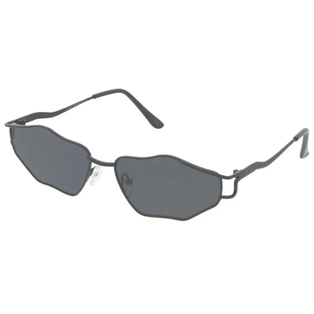 Unisex Metal Sunglasses Medium Oval Wavy Frame