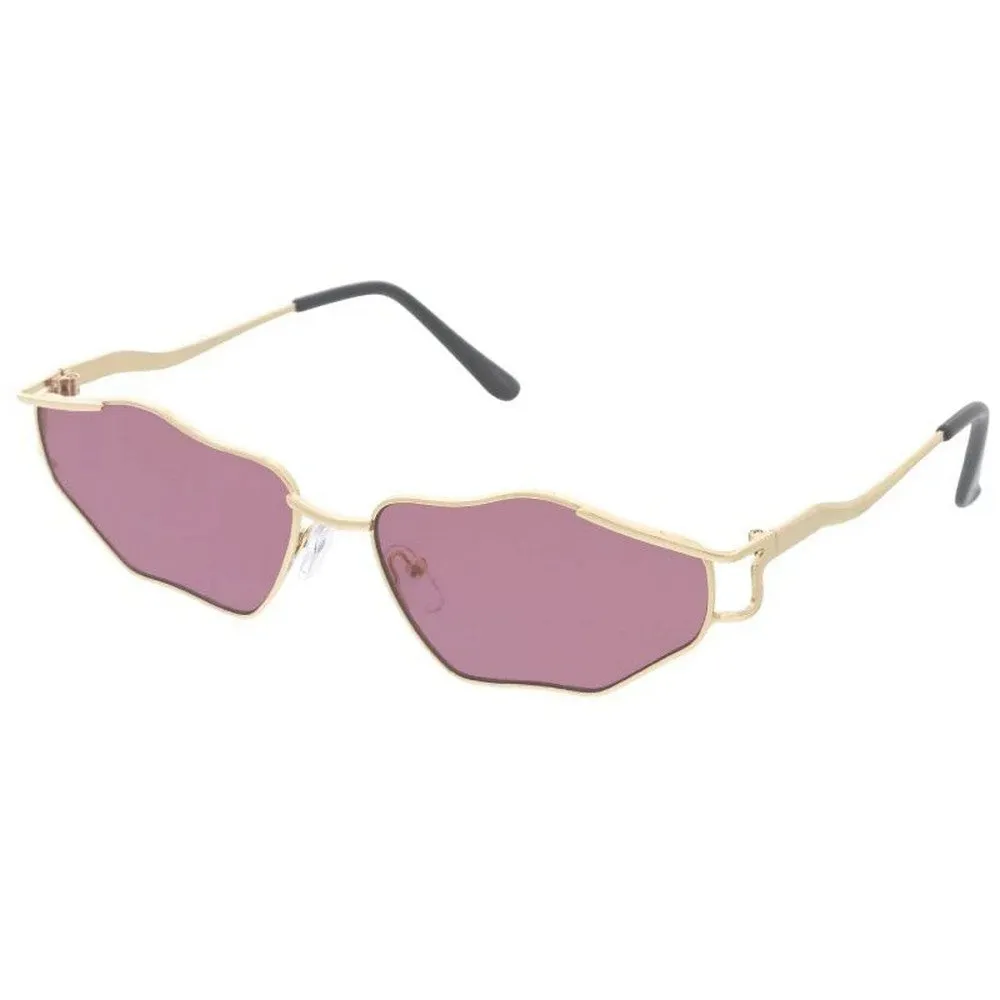 Unisex Metal Sunglasses Medium Oval Wavy Frame