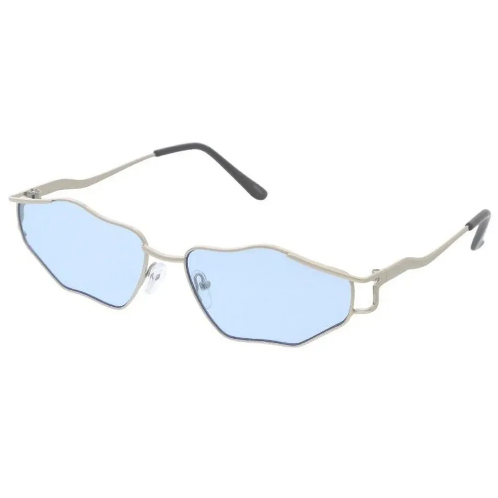 Unisex Metal Sunglasses Medium Oval Wavy Frame