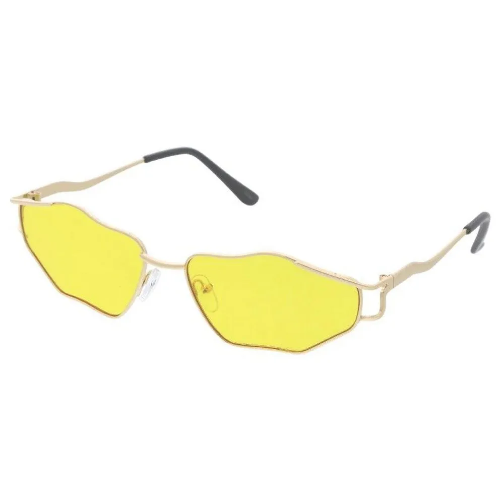 Unisex Metal Sunglasses Medium Oval Wavy Frame