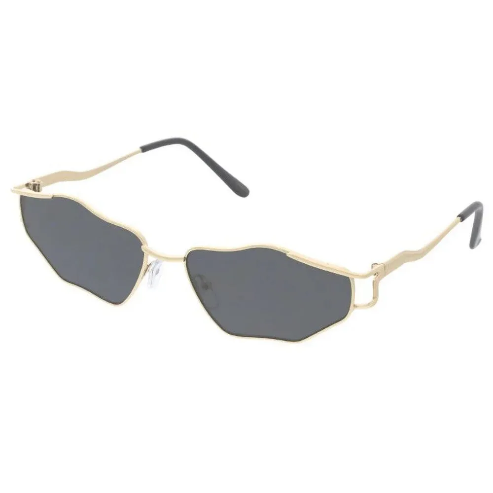 Unisex Metal Sunglasses Medium Oval Wavy Frame