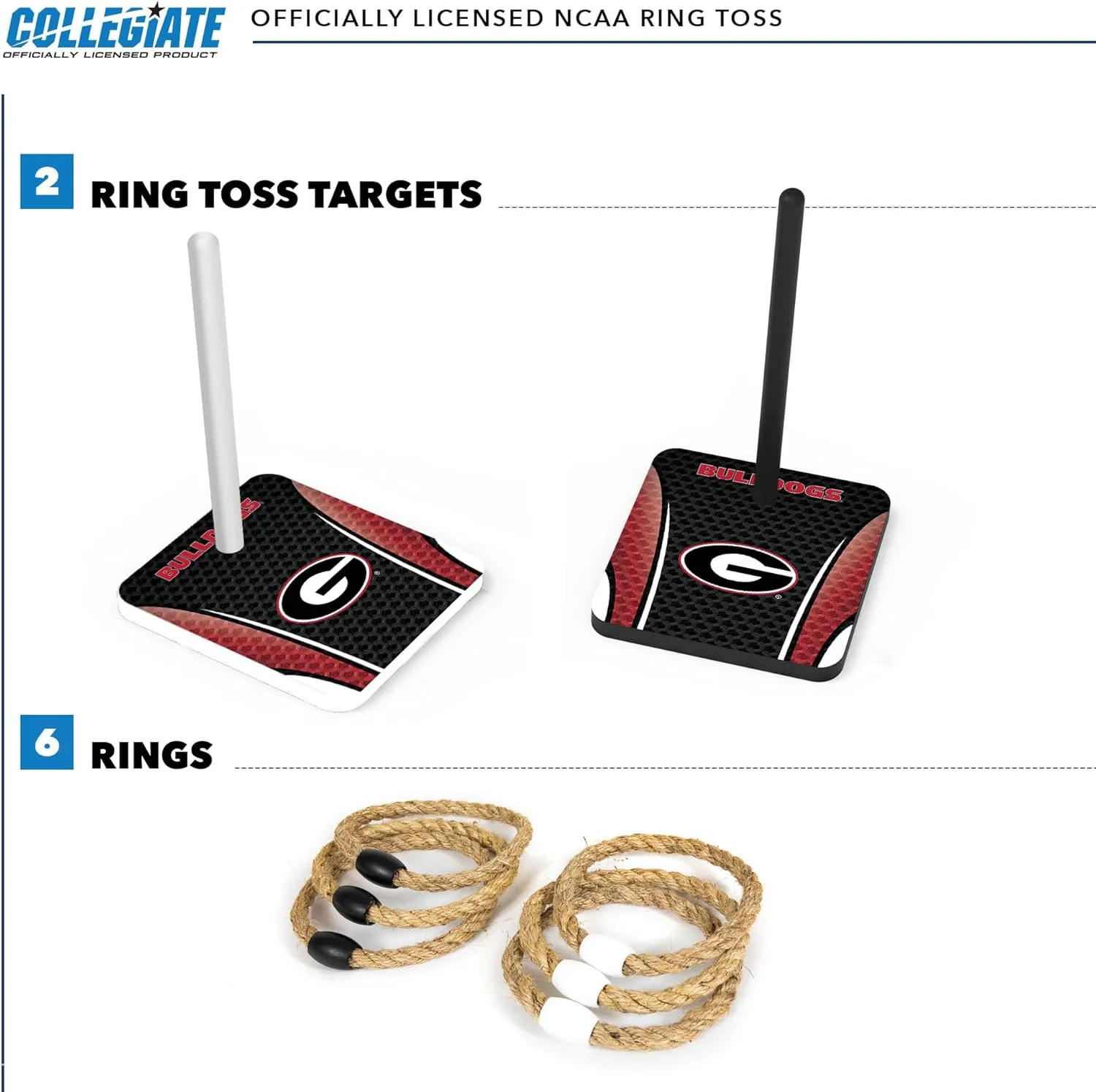 Wild Sports Solid Wood College Quoits Set with Direct Print HD Team Graphics  Tailgate Ring Toss Game  Great Gift for Any NCAA Fan! Ring Toss Family Outdoor Games for The Beach