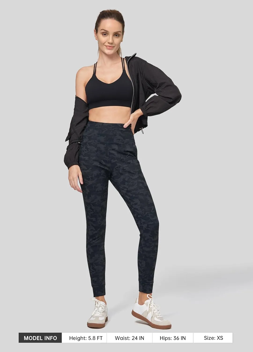 Willit Women's Fleece Lined Jogger Pants Zipper Pockets Water Resistant Winter Hiking Sweatpants Thermal Running High Waisted