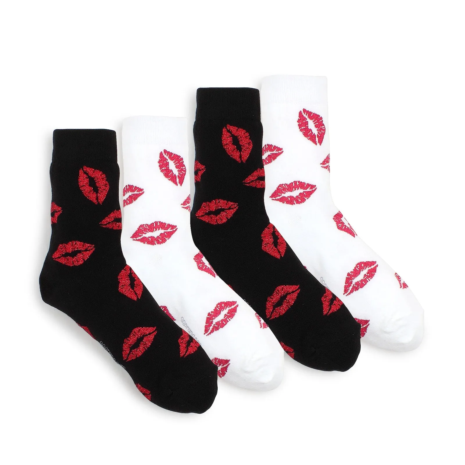 Women Kiss Printing Casual Crew Socks (2 Pairs) JI78