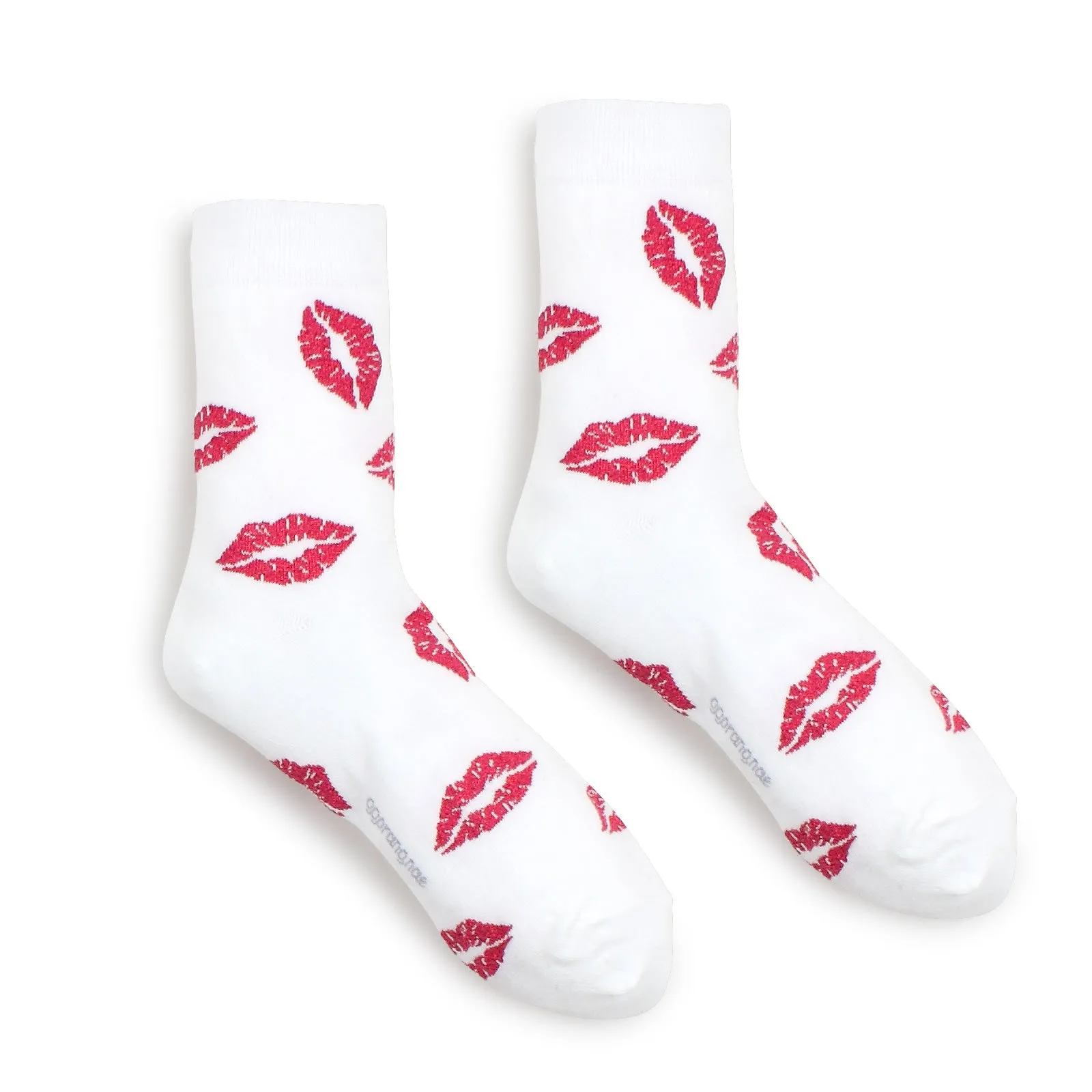 Women Kiss Printing Casual Crew Socks (2 Pairs) JI78